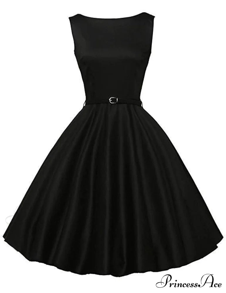 Tea Vintage Gown - Black Sleeveless S / Red Dresses