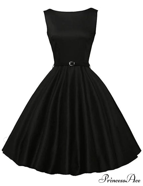 Tea Vintage Gown - Black Sleeveless S / Red Dresses