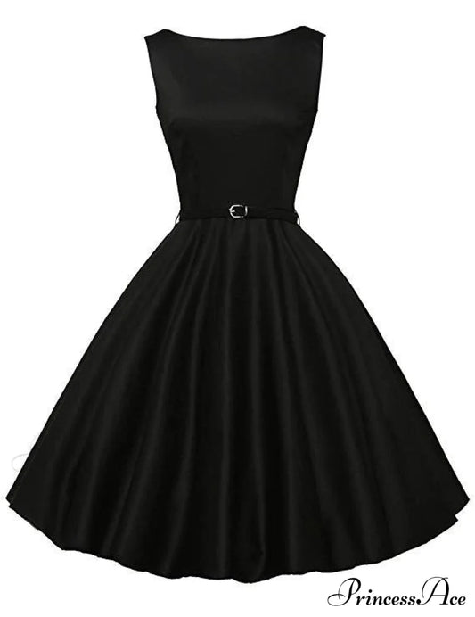 Tea Vintage Gown - Black Sleeveless S / Red Dresses