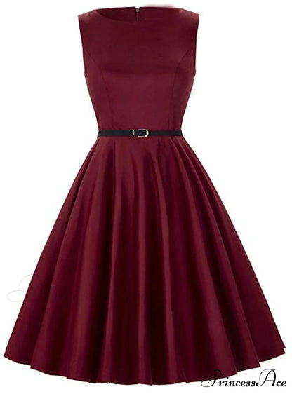Tea Vintage Gown - Black Sleeveless S / Burgundy Dresses