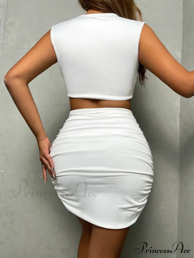 Sleeveless Bodycon Mini V Neck Slim Ruched Hollow Vestido Outfits Elegant Soild Cut Out Dress