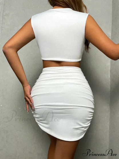 Sleeveless Bodycon Mini V Neck Slim Ruched Hollow Vestido Outfits Elegant Soild Cut Out Dress