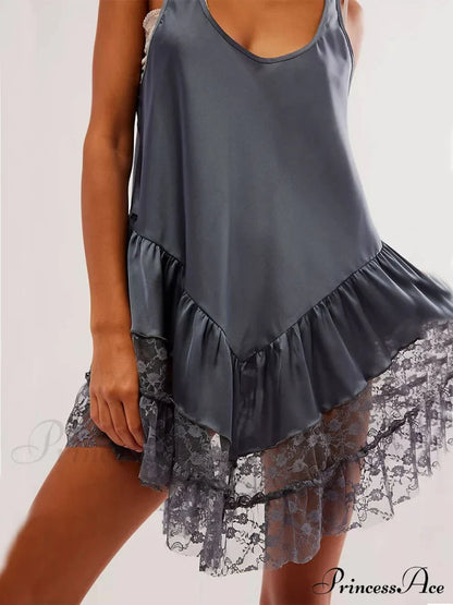 Sleeveless Lace Stylish Panel Mini Dress Dresses