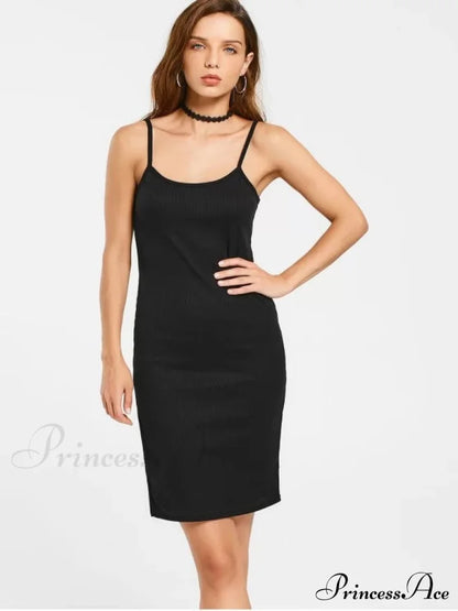 Slip Bodycon Ribbed Slit Dress S / Army Green Dresses
