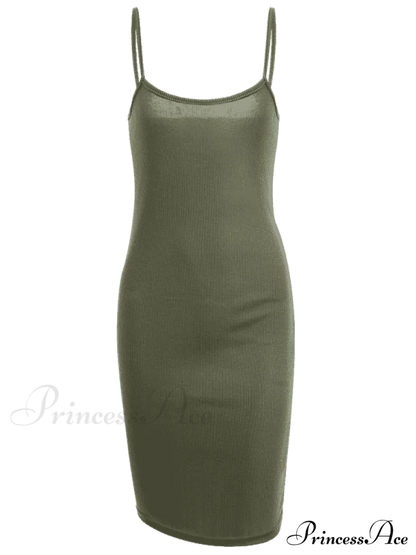 Slip Bodycon Ribbed Slit Dress L / Black Dresses