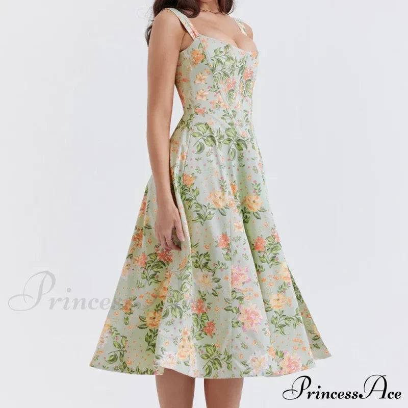 2024 Slip Spring And Summer Thin Ribbon Split Long Es For Women Floral Dress