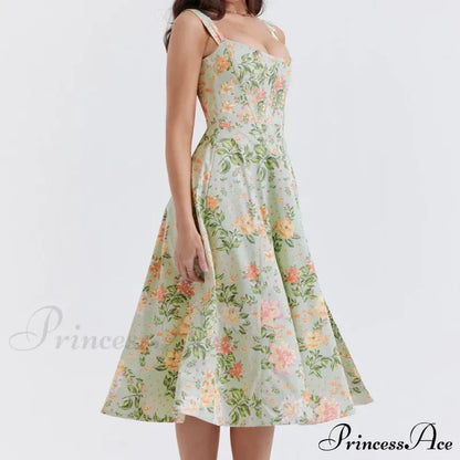 2024 Slip Spring And Summer Thin Ribbon Split Long Es For Women Floral Dress