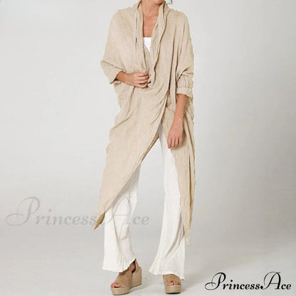 Solid Asymmetrical Cowl Neck Blouse