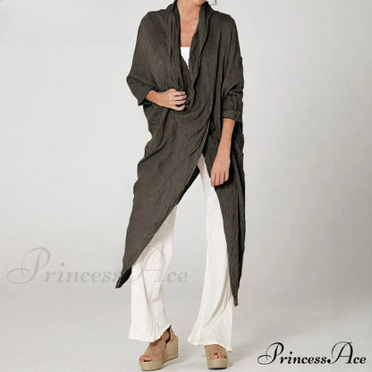 Solid Asymmetrical Cowl Neck Blouse