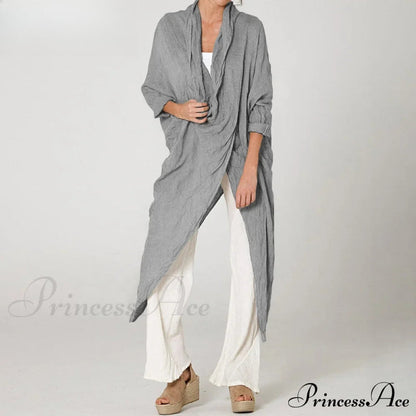Solid Asymmetrical Cowl Neck Blouse