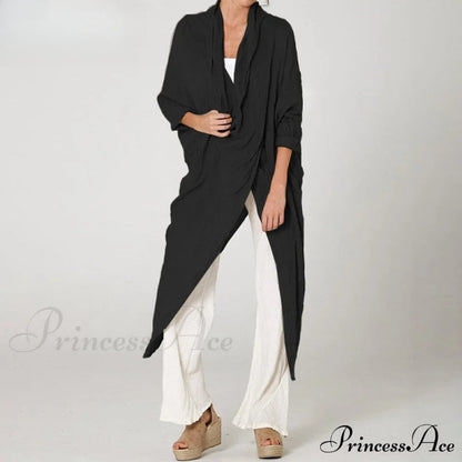 Solid Asymmetrical Cowl Neck Blouse