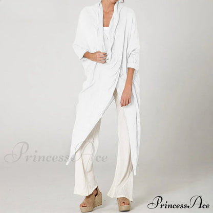 Solid Asymmetrical Cowl Neck Blouse