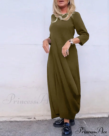Solid Color Pocket Dress Dresses