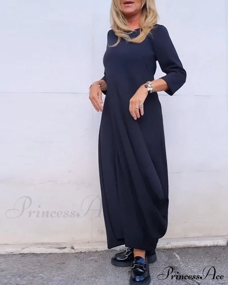 Solid Color Pocket Dress Dresses