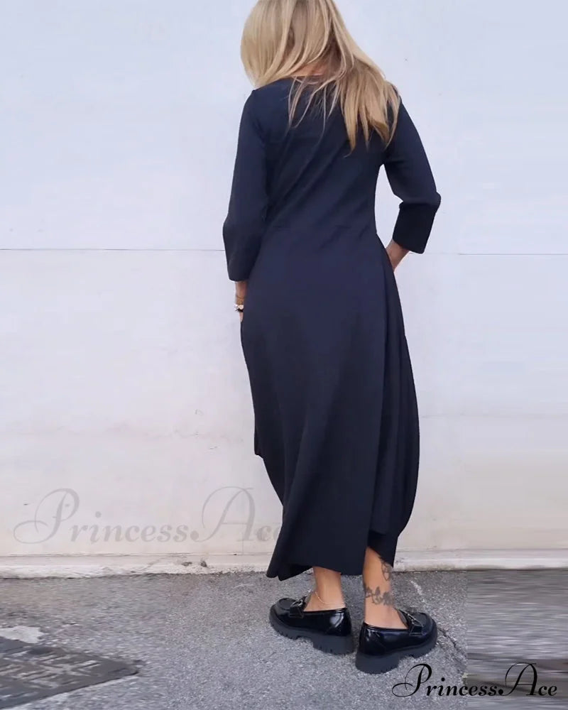 Solid Color Pocket Dress Dresses