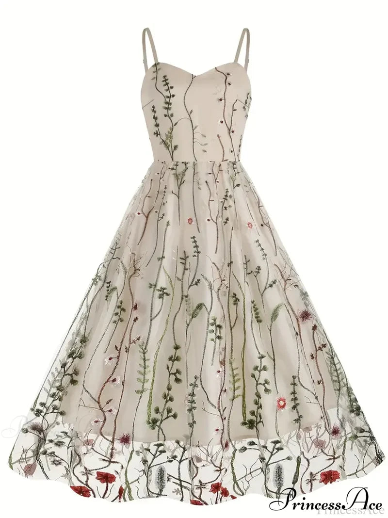 Party Mesh Flowered A Embroidery For Gown Line Summer M / Blue Black Floral Maxi Dress
