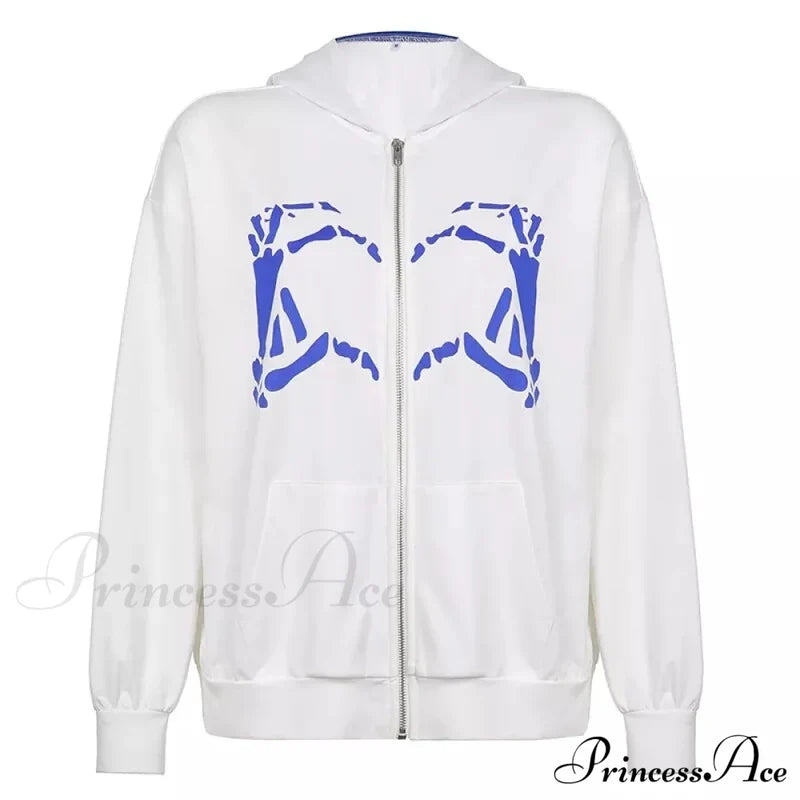 Spring Hoodie Hop Zipper Y2K Oversized Women’s Gray Embroidery Letter Streetwear Punk Hip