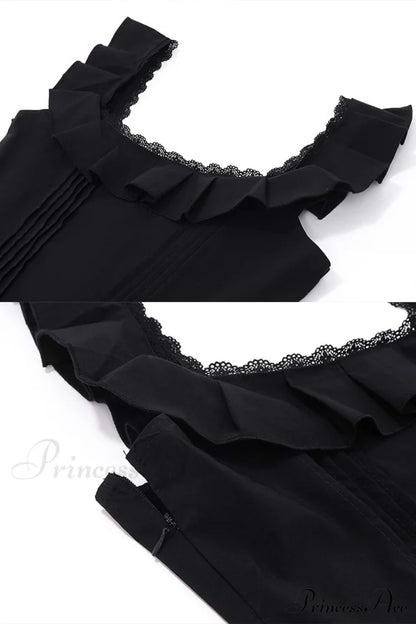 Square Neck Lace Mini Dress Dresses