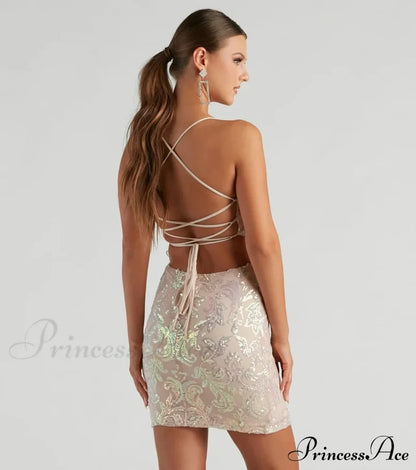 Stunning Iridescent Stylish Sequin Mini Dress Dressy Dresses