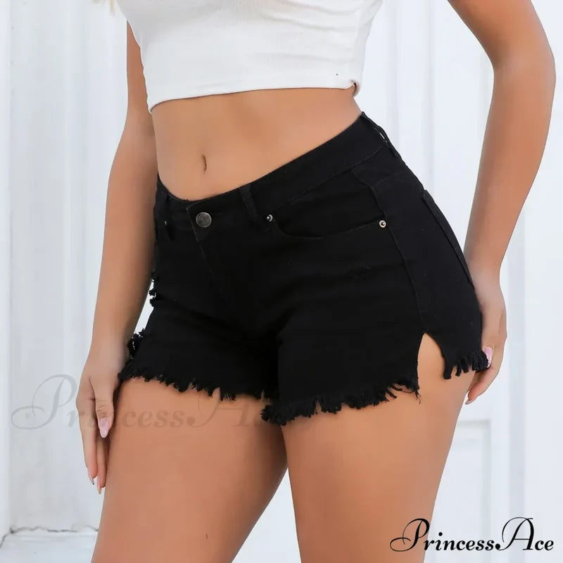 Summer Fashion Women High Waisted Denim Casual Tear Edge Short