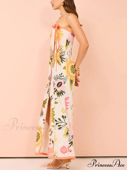 Summer Sexy Split Charming Wrap Printed Dresses