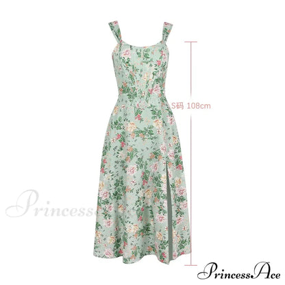 Suninheart Summer Lace Up Print Elegant Casual Party Holiday Floral Dress