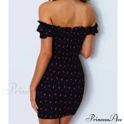 Tie Up Front Office Lady Slash Neck Printed Pencil Mini Dress