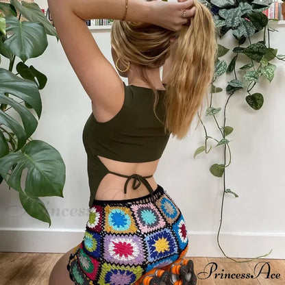Tied Backless Solid Sleeveless Crop 2024 Summer Sexy Skinny Simple Trim Outfits Mock Neck Basic
