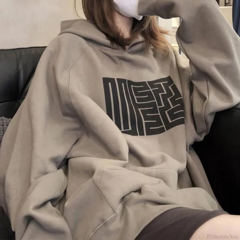 Oversize Graphic Print Hoody Pullover