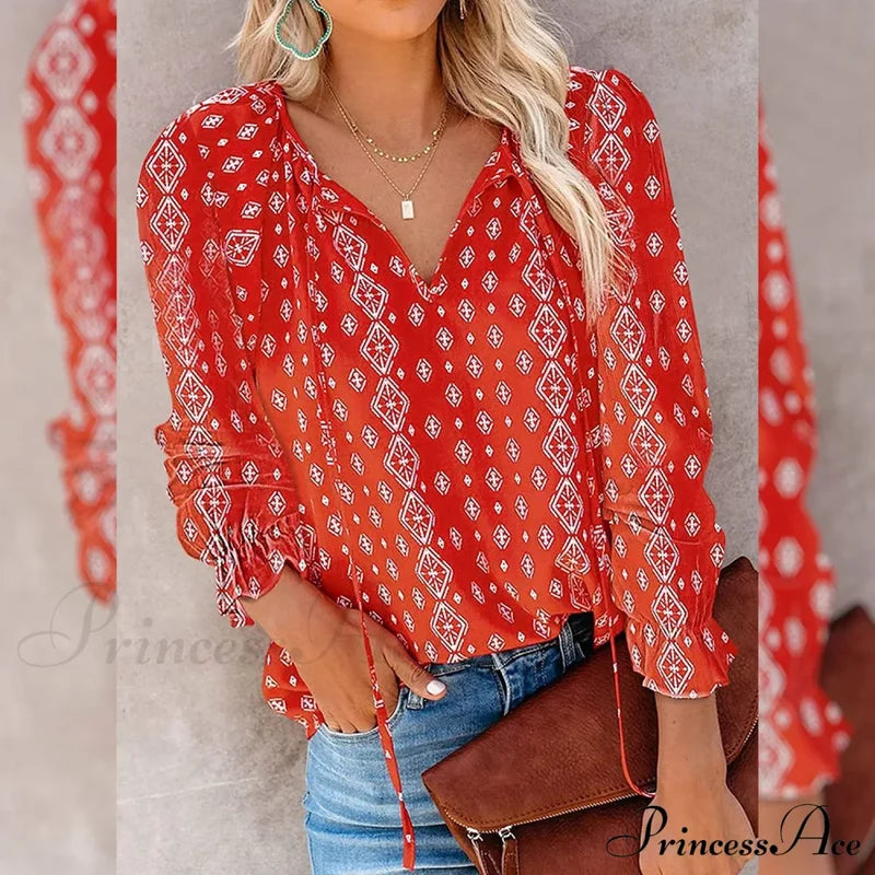 V-Neck Flowered Women’s Bohemian Dokotoo Top