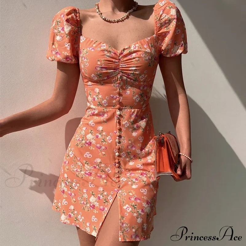 V-Neck Lace Up Lantern Sleeve Ruffles Dress S / Blue Dresses