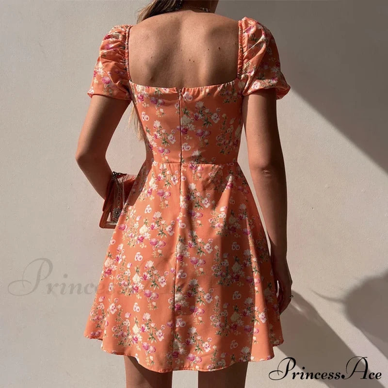V-Neck Lace Up Lantern Sleeve Ruffles Dress S / Green Dresses