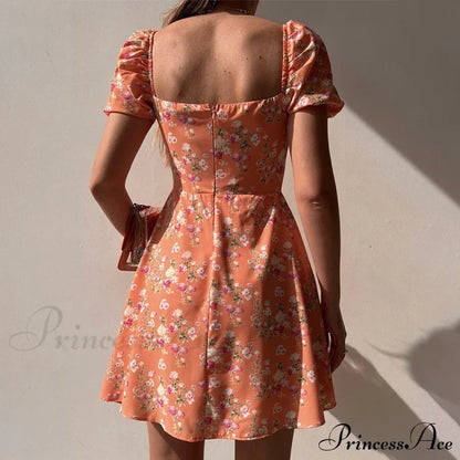 V-Neck Lace Up Lantern Sleeve Ruffles Dress S / Green Dresses
