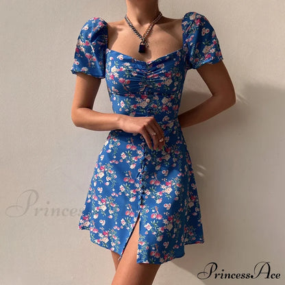 V-Neck Lace Up Lantern Sleeve Ruffles Dress S / White Dresses
