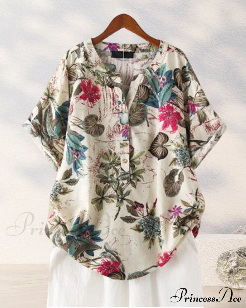 V-Neck Patterned T-Shirt T-Shirts