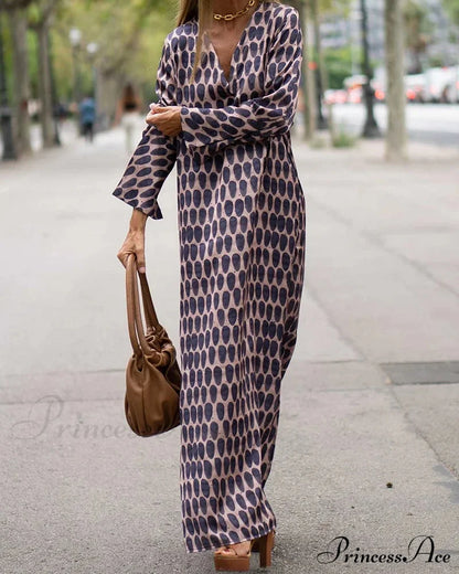 V-Neck Polka Dot Print Dress Casual Dresses