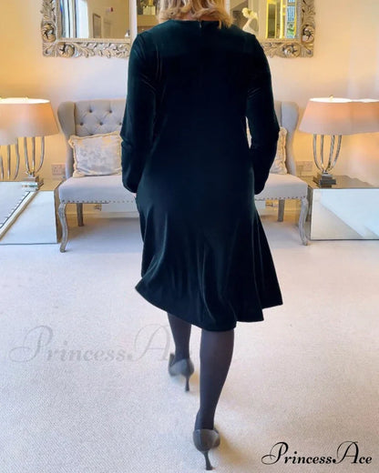 Velvet Round Neck Dress Dresses