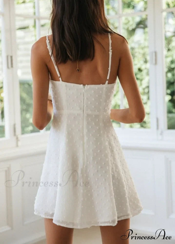 Holiday Solid White Mini Strapless Dress - Women’s Summer Sleeveless Cotton Dot Xl / White Dresses