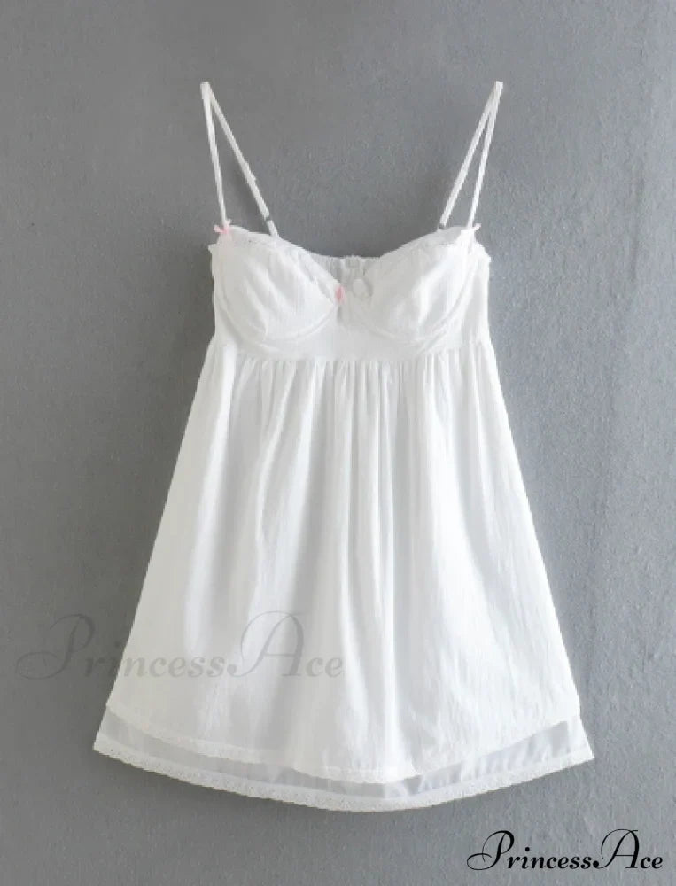 White Spliced Embroidery Lace Bra Corset Mini Dress Dresses