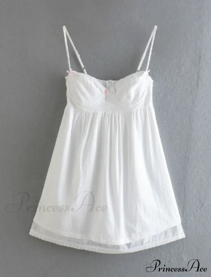 White Spliced Embroidery Lace Bra Corset Mini Dress Dresses