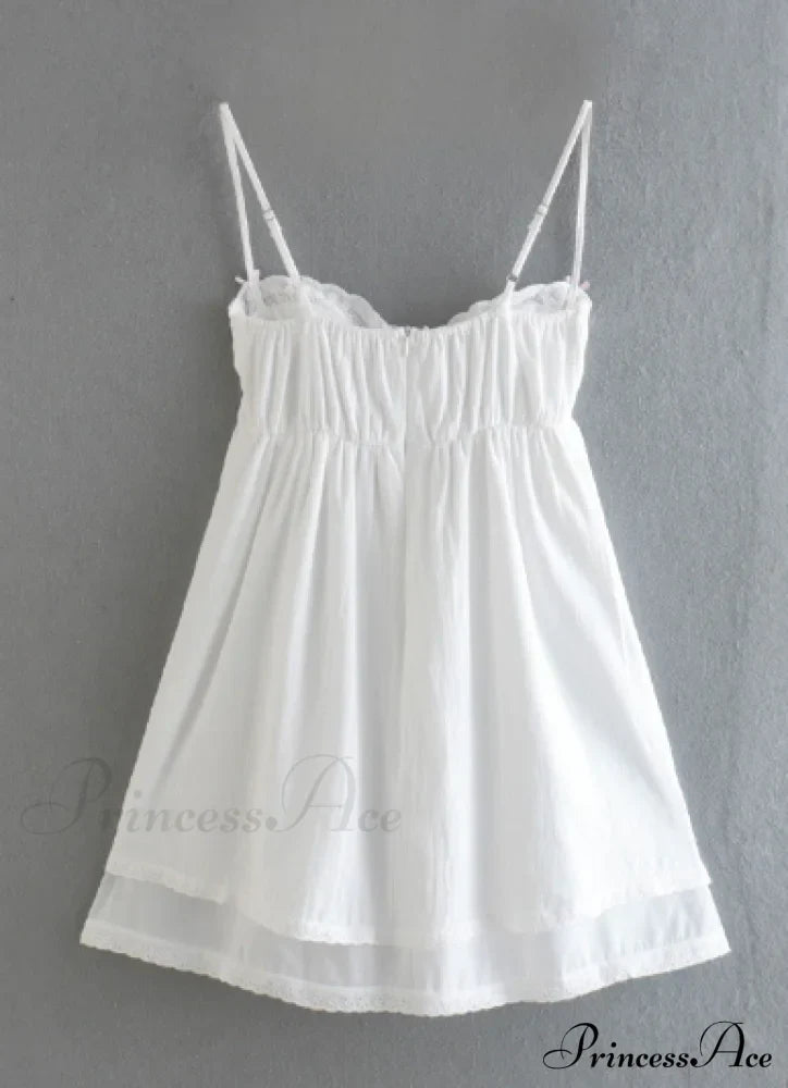 White Spliced Embroidery Lace Bra Corset Mini Dress Dresses