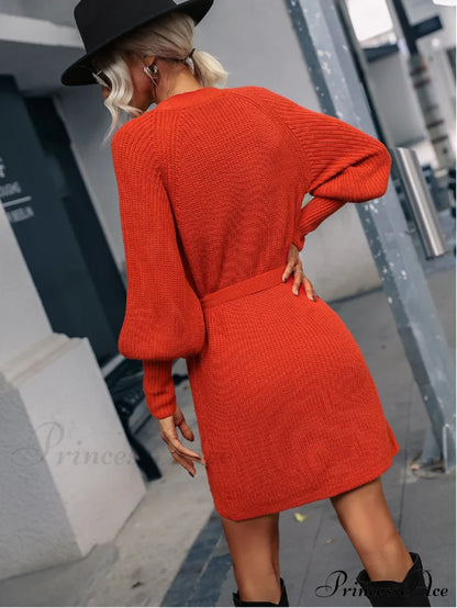 Winter Wrap Dress Women Long Sleeve Office Cardigan Tunic Solid Color M / Black Dresses
