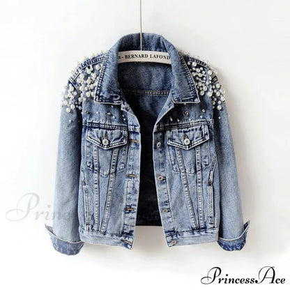 With Detailing New Autumn Women’s Jacket Pearl - Denim Collection
