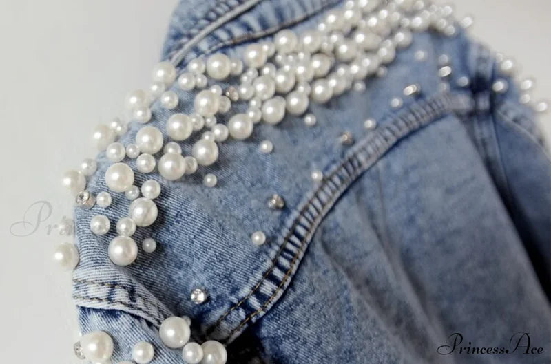 With Detailing New Autumn Women’s Jacket Pearl - Denim Collection