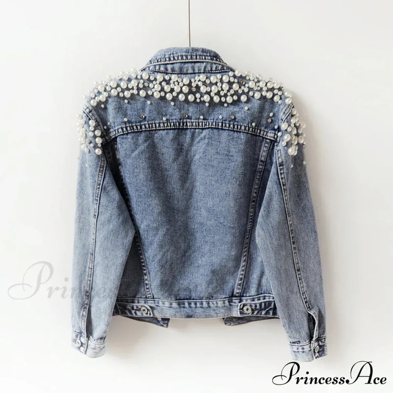 With Detailing New Autumn Women’s Jacket Pearl - Denim Collection