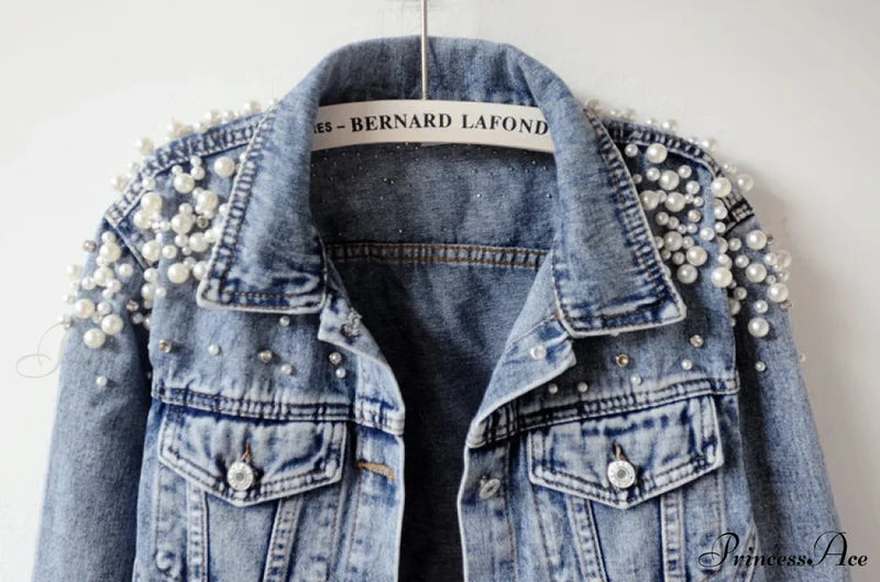 With Detailing New Autumn Women’s Jacket Pearl - Denim Collection