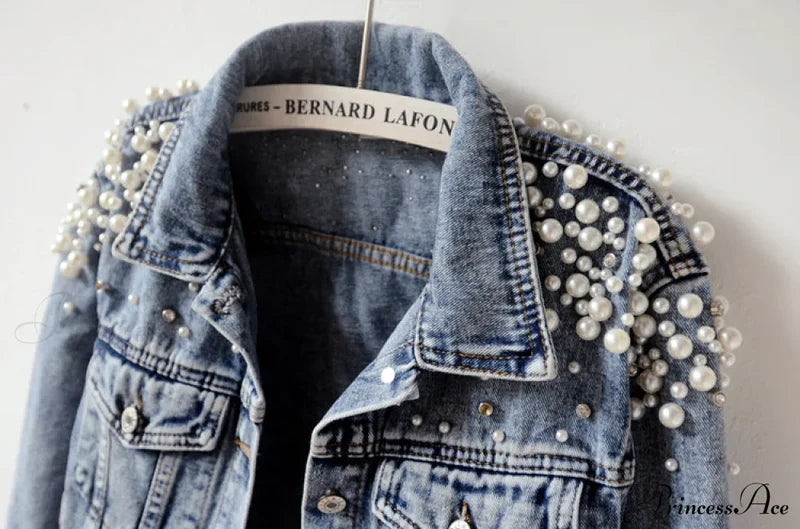 With Detailing New Autumn Women’s Jacket Pearl - Denim Collection