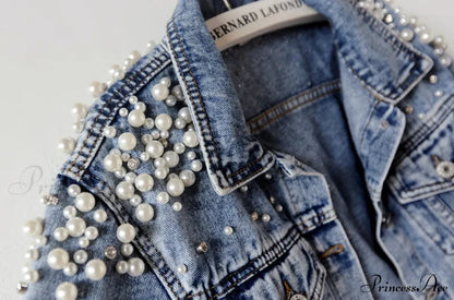 With Detailing New Autumn Women’s Jacket Pearl - Denim Collection