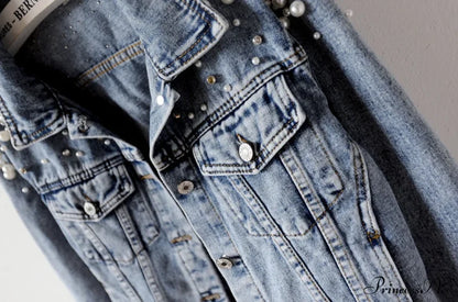With Detailing New Autumn Women’s Jacket Pearl - Denim Collection