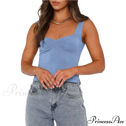 Women Color Casual Basics Camisoles Sleeveless Sling Summer Slim Fit Exposed Navel Vests Crops